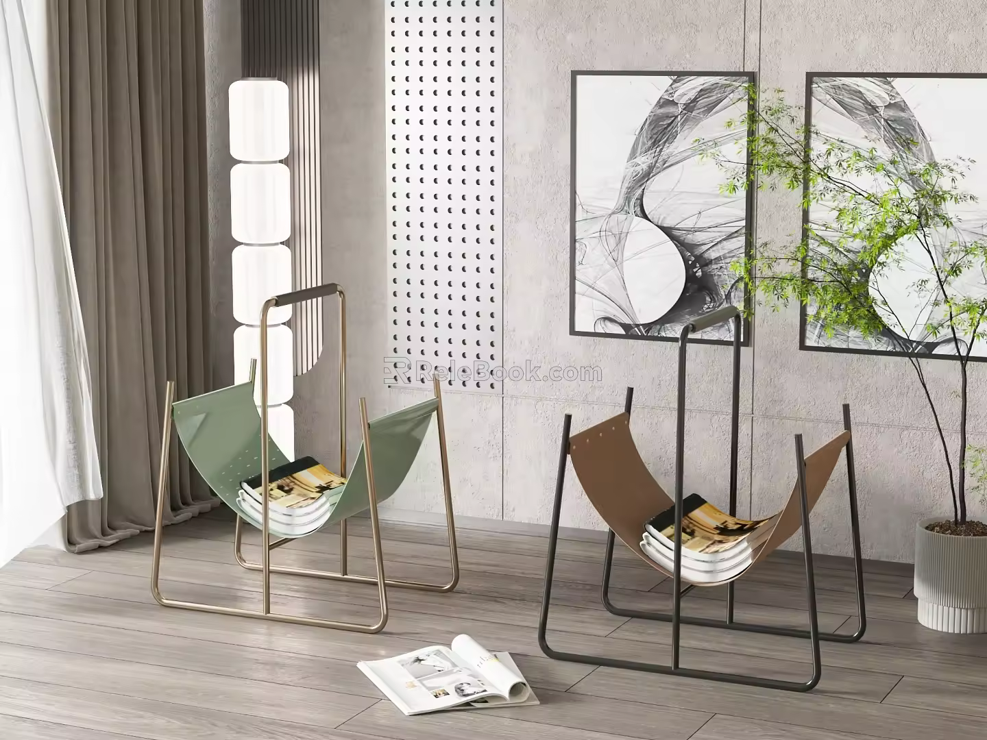 Modern Bookshelf Shelf Combination 3d model