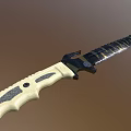 Tactical Serrated Knife With Beige Non Slip Handle And Black Blade Design