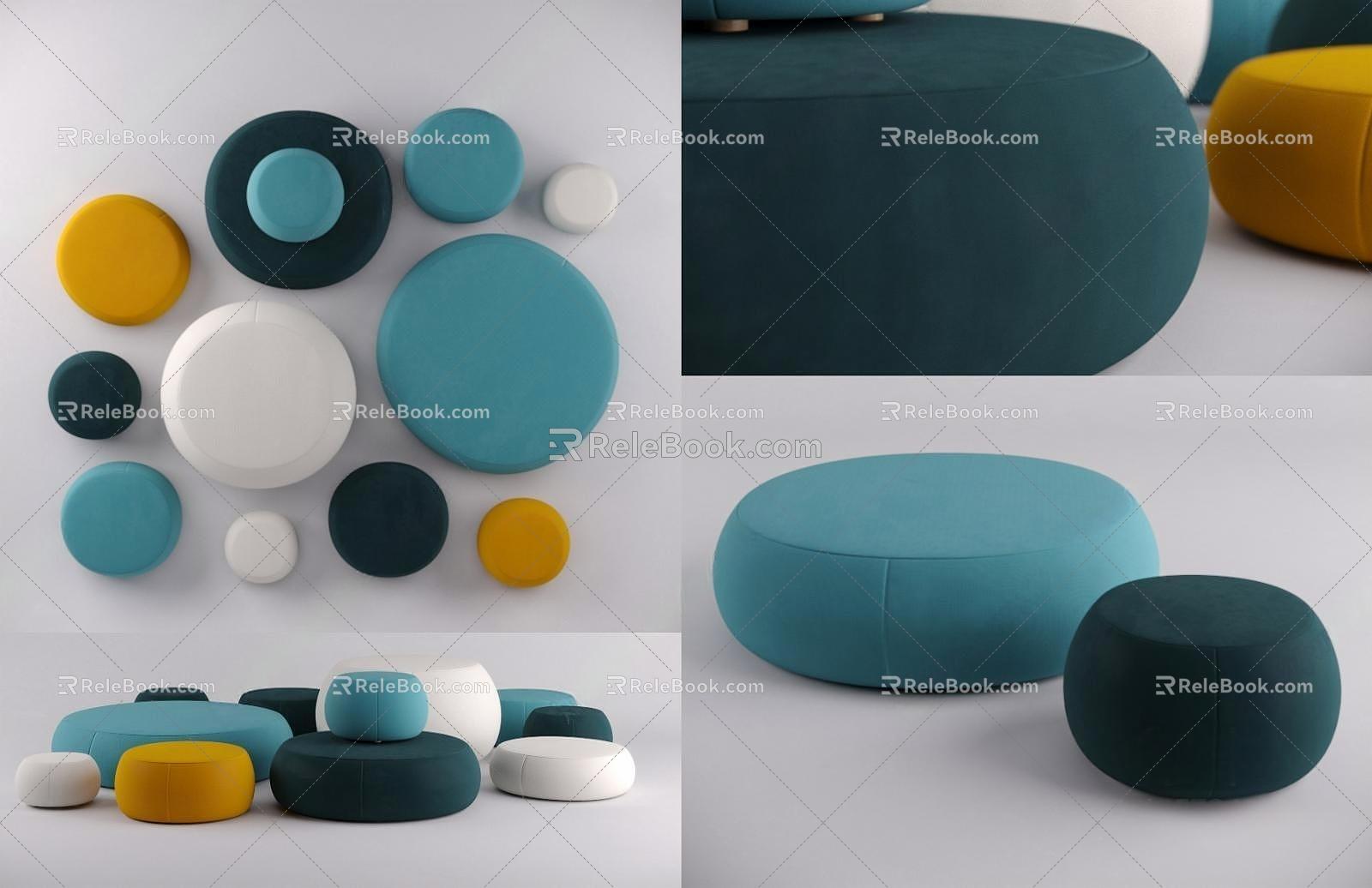 modern sofa stool fabric sofa stool 3d model