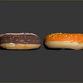Colorful Donuts With Various Frosting And Sprinkles On Black Sleek Surface