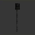 Dark Metal Mailbox Standing On Single Post In Minimalist Gray Background