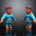 Two 3D Cartoon Characters With Blue Outfit Brown Hair And Similar Design