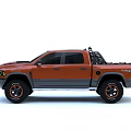 Orange Off Road Pickup Truck With Roof Rack And Large Wheels Design