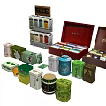 Various Daily Life Tea Products Including Boxes Tins Cups and Tea Bags