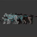 Different Colored Dog And Cat Models Arranged In A Row On Gray Background With Reflection
