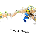 Kindergarten Amusement Facilities Combination Climbing Frame Slide Drill Cage Drill Net Physical Training Expand Rock Climbing 3d model