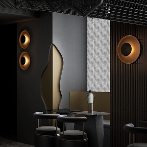 Dark Dining Bar Space 3d model