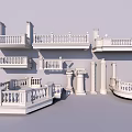Ornate Decorative Railings With Various Classical Designs Columns And Details 3d model