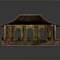 Detailed Ancient Architectural Model With Arches Columns Steps And Curved Roof