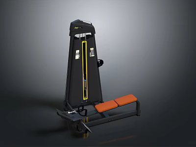 Home Gym Multi Functional Training Machine With Black Frame Orange Seat And Yellow Weight Bar 3d model