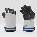 White Black Blue Work Gloves With Striped Cuffs And Protective Design 3d model