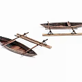 Handcrafted Wooden Boat Models Showcased On Stands With Natural Wood Texture And Classic Design