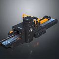 Automated Industrial Black Mechanical Equipment With Yellow Components And Conveyor System