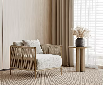 Modern leisure chair fluff leisure chair side table 3d model