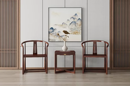 New Chinese Leisure Table and Chair Combination Leisure Chair 3d model