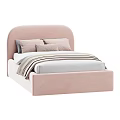 Cozy Kids Bed With Beige Curved Headboard White Quilt And Knotted Pillow