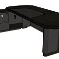 Modern Office Desk With Dark Wooden Top And Gray Storage Cabinet Design