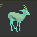 3D Light Brown Antelope Featuring Dark Back Stripe Curved Horns And Reflection On Dark Background