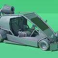 Futuristic Custom Car With Open Cockpit Grey Exterior And Roof Mounted Component