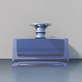 Blue Transparent Perfume Bottle With Silver Cap On Gray Surface Background 3d model