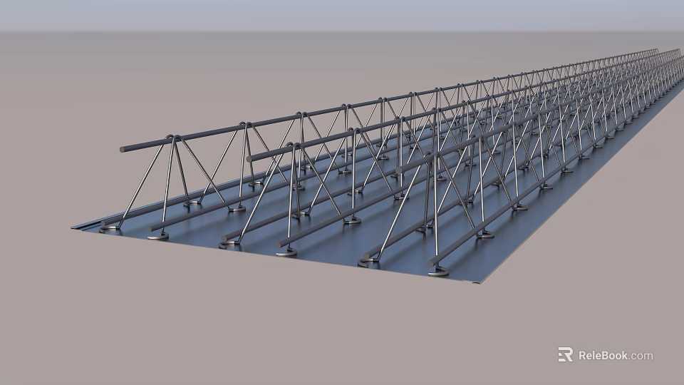 Metal Building Frame Structure With Cross Bar Design For Roof Support 3d model 