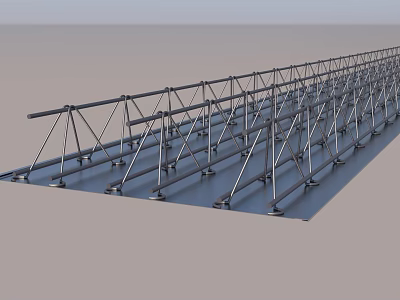 Metal Building Frame Structure With Cross Bar Design For Roof Support 3d model