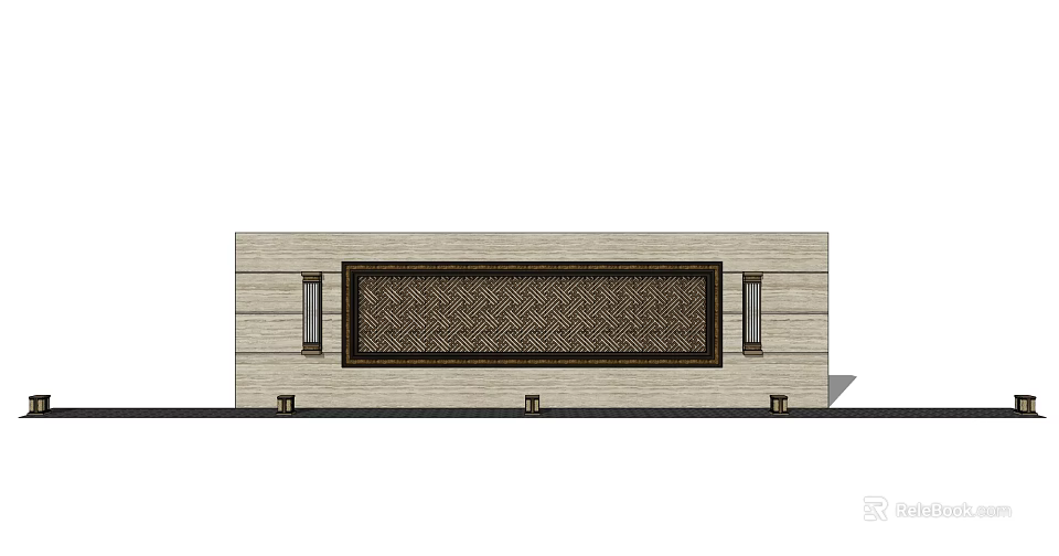 Contemporary Wooden Feature Wall With Decorative Panel And Side Light Slots 3d model