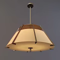 Modern Pendant Light With Cream Fabric Shade And Angular Metal Support Structure 3d model