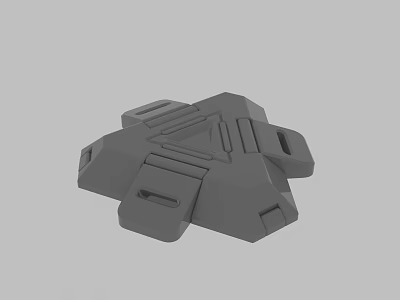 Gray Geometric 3D Model Of Mechanical Component With Multiple Protrusions And Grooves 3d model
