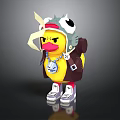 Cute Yellow Duck Wearing Frog Hat With Big Eyes Coat Backpack And Sneakers