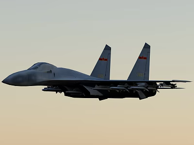 Modern Fighter Jet With Twin Tails Flying In Sky Carrying Air To Air Missiles 3d model