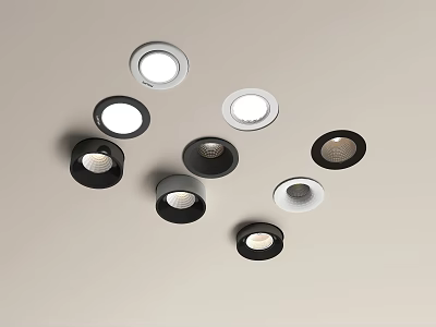 Modern Downlights and Spotlights in Black White Styles for Home Ceiling Lighting 3d model