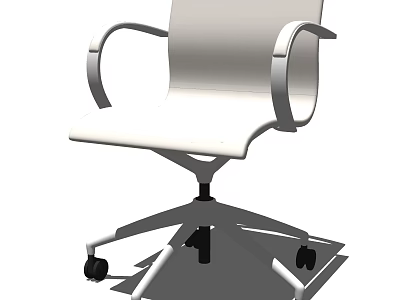 Modern Office Chair with White Seat Back and Silver Armrests on Wheeled Base 3d model
