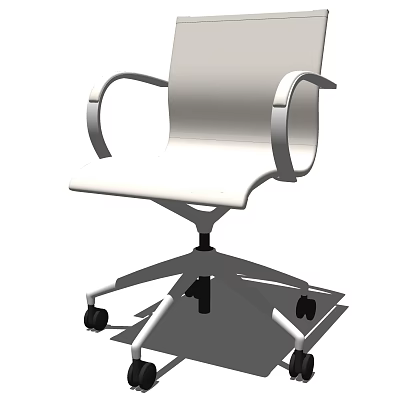 Modern Office Chair with White Seat Back and Silver Armrests on Wheeled Base 3d model