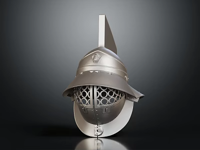 Knight Character Medieval Helmet With Spiked Top And Perforated Visor In Silver Metallic Design 3d model