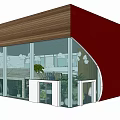 Bright Modern Sales Office With Green Plants Tree Trunks Tables Bookshelf And Large Windows