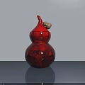 Red Gourd Shaped Sculpture With Shiny Surface And Decorative Top Elements 3d model