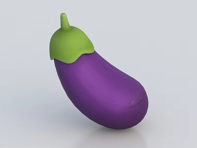 Fresh Ripe Purple Eggplant With Green Stem And Plump Body On White Surface 3d model