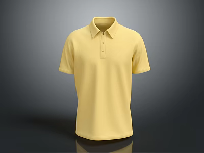 Yellow Polo Shirt With Short Sleeves Classic Collar And Plain Design 3d model
