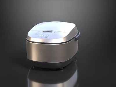 Modern Stainless Steel Electric Rice Cooker With Digital Control Panel And Sleek Design 3d model