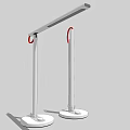 Pair of Modern White Desk Lamps with Red Circular Accents and Sleek Design
