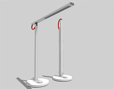 Pair of Modern White Desk Lamps with Red Circular Accents and Sleek Design 3d model