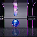 Modern KTV Room With Neon Lights Starry Ceiling Sofa TV Screen And Spacesuit Figure
