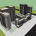 Modern Office Building Complex With Symmetrical High Rise Structures And Open Plaza 3d model