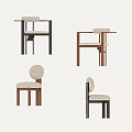 Modern Dining Chairs with Wooden Frames Fabric Seats and Neutral Color Tones
