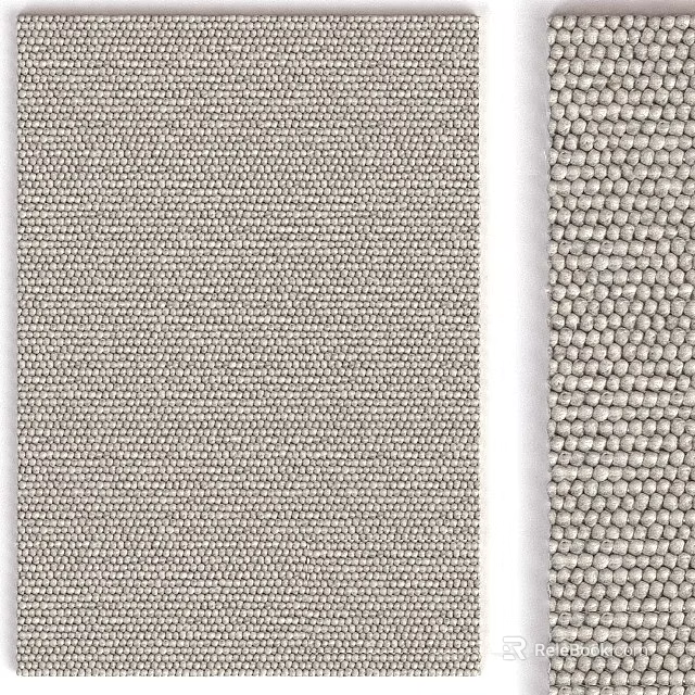 Square Rug With Textured Woven Design In Neutral Beige For Modern Home Living Room Decor 3d model 