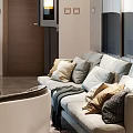 Modern Living Dining Room Interior Design With Sofa Coffee Table TV And Chandelier