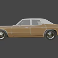 Classic Brown And White Vintage Sedan Car With Retro Front Grille And Wheels