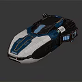 Futuristic Streamlined Space Vehicle With Blue White Design And Transparent Cockpit