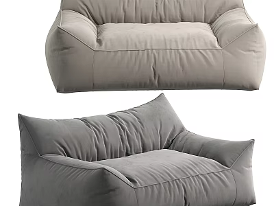 Comfortable Gray Fabric Bean Bag Sofa With Soft Cushioned Design And Modern Style 3d model